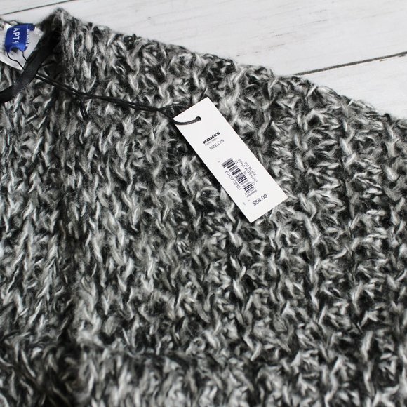 Apt. 9 Women's Sweater Knit Shawl Coat Wrap One Size Gray Black White - Picture 6 of 7